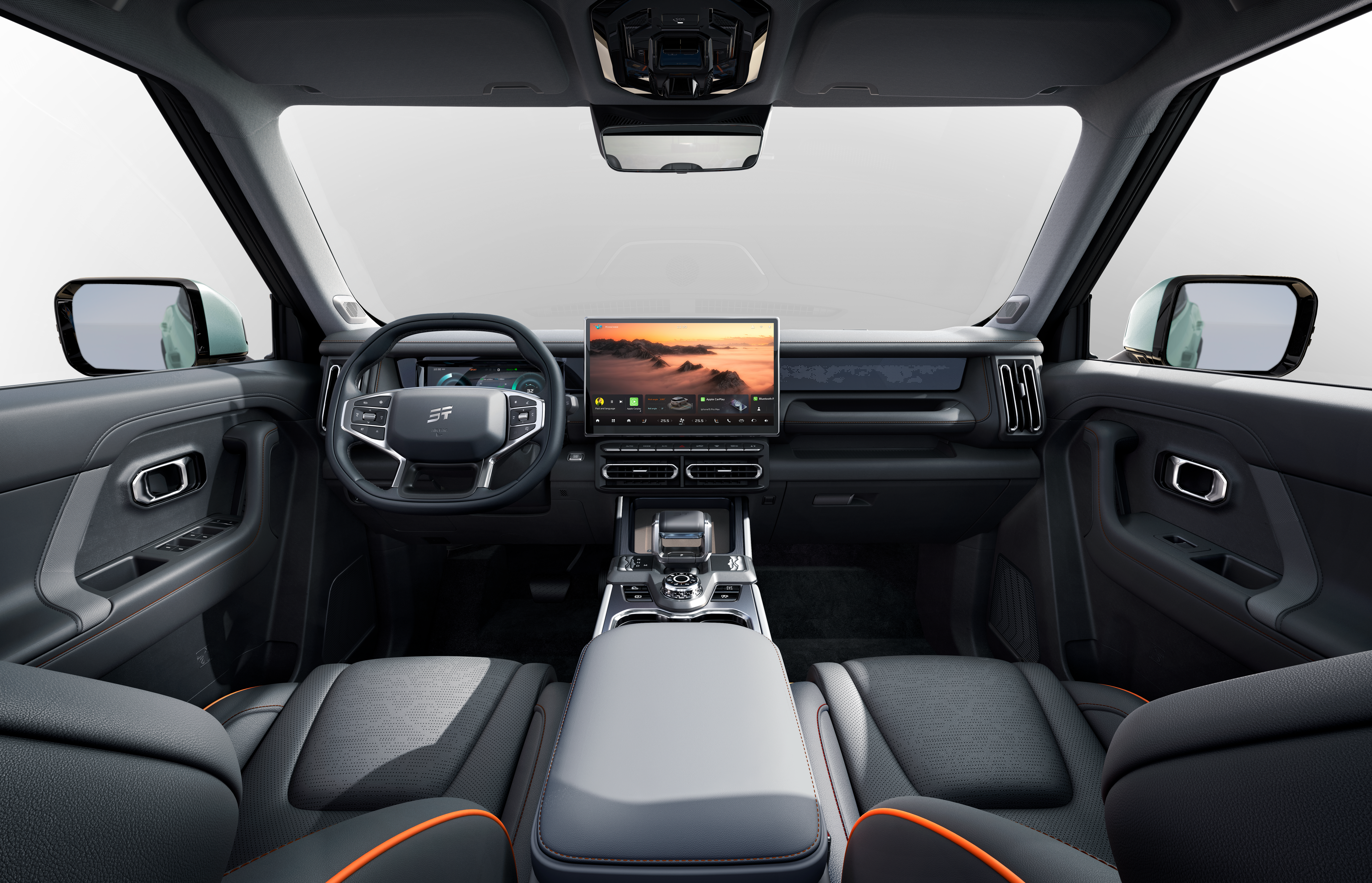View of the premium Jetour T1-iDM cockpit including steering wheel, digital dashboard, and center console